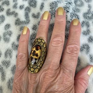 Park Lane stretch cheetah rock ring